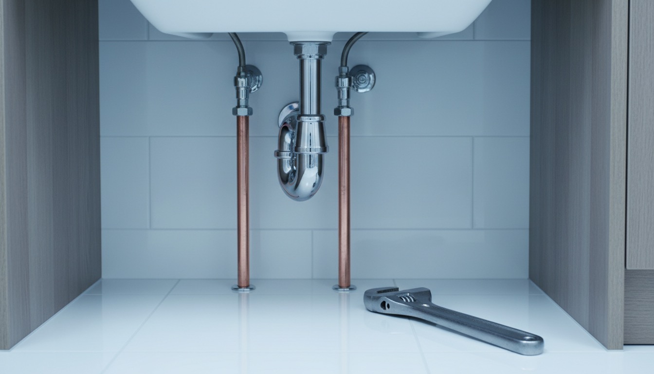 Clean under-sink plumbing with tools